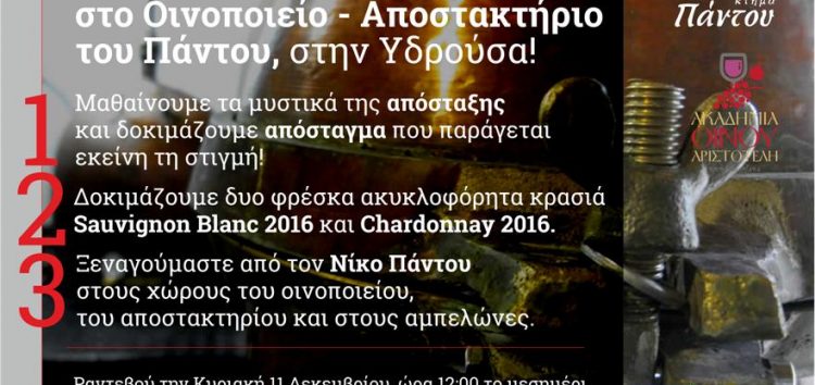 Πάμε εκδρομή στο Οινοποιείο – Αποστακτήριο του Πάντου, στην Υδρούσα!