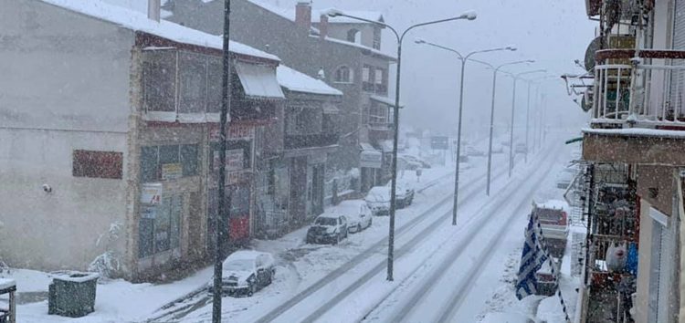 Συνεχίζεται η έντονη χιονόπτωση στη Φλώρινα – Ξεπερνά τα 20 εκατοστά το ύψος του χιονιού (pics)