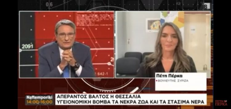 Η Πέτη Πέρκα από τις πληγείσες περιοχές της Θεσσαλίας στο Naftemporiki TV: «Σε όλα τα σενάρια πλημμυρών –από συχνά μέχρι ακραία- που είχαν μελετηθεί το 2018, η Θεσσαλία πλημμύριζε» (video)