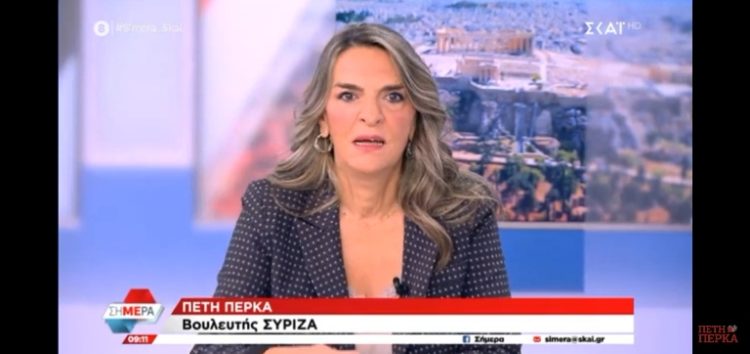 Η Πέτη Πέρκα στον ΣΚΑΪ: «Το συνέδριο πρέπει γίνει στην ώρα του και μέχρι τότε οι όποιες αποφάσεις να λαμβάνονται στα Όργανα του κόμματος» (video)