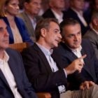 Ο Πρωθυπουργός και Πρόεδρος της Νέας Δημοκρατίας Κυριάκος Μητσοτάκης στην κεντρική ομιλία του νυν και υποψήφιου Περιφερειάρχη Δυτικής Μακεδονίας Γιώργου Κασαπίδη στην Κοζάνη