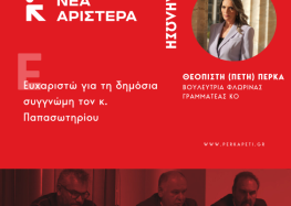 Η Πέτη Πέρκα για την απάντηση του Βουλευτή της ΝΔ Σ. Παπασωτηρίου: «Ευχαριστώ για τη δημόσια συγγνώμη τον κ. Παπασωτηρίου»