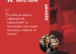 Πέτη Πέρκα: Για άλλη μία φορά η κυβέρνηση ΝΔ παρακολουθεί τα εκατομμύρια στην αγορά ηλεκτρικής ενέργειας να περνούν