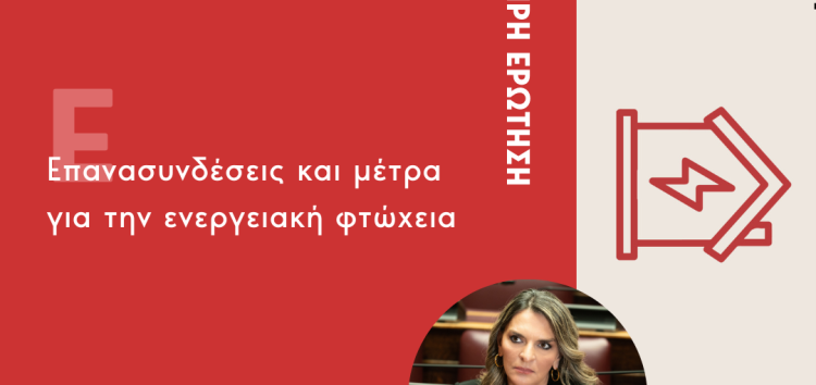 Επίκαιρη ερώτηση Π. Πέρκα: Επανασυνδέσεις και μέτρα για την ενεργειακή φτώχεια