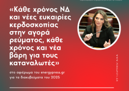 Π. Πέρκα: «Κάθε χρόνος ΝΔ και νέες ευκαιρίες κερδοσκοπίας στην αγορά ρεύματος, κάθε χρόνος και νέα βάρη για τους καταναλωτές»