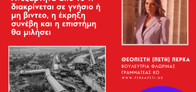 Πέτη Πέρκα: «Ανεξάρτητα από το τι διακρίνεται σε γνήσιο ή μη βίντεο, η έκρηξη συνέβη και η επιστήμη θα ‘μιλήσει’»